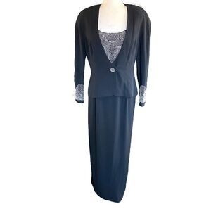 Daymor by M Ferreira ART DECO evening formal occasion MOB peplum dress suit 6